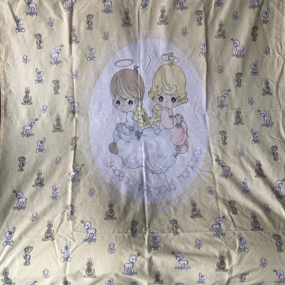 Precious Moments Yellow Baby Bedding Panel - Charming Angel Print